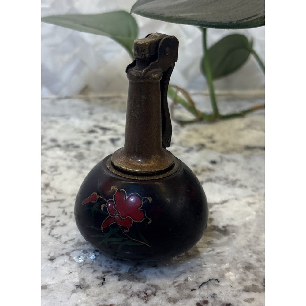 Tabletop Collectible Lighter Made in Japan Red Flower As‎ Is Untested Parts Only